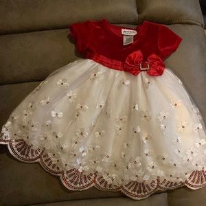 Red and white formal dress 3-6 months